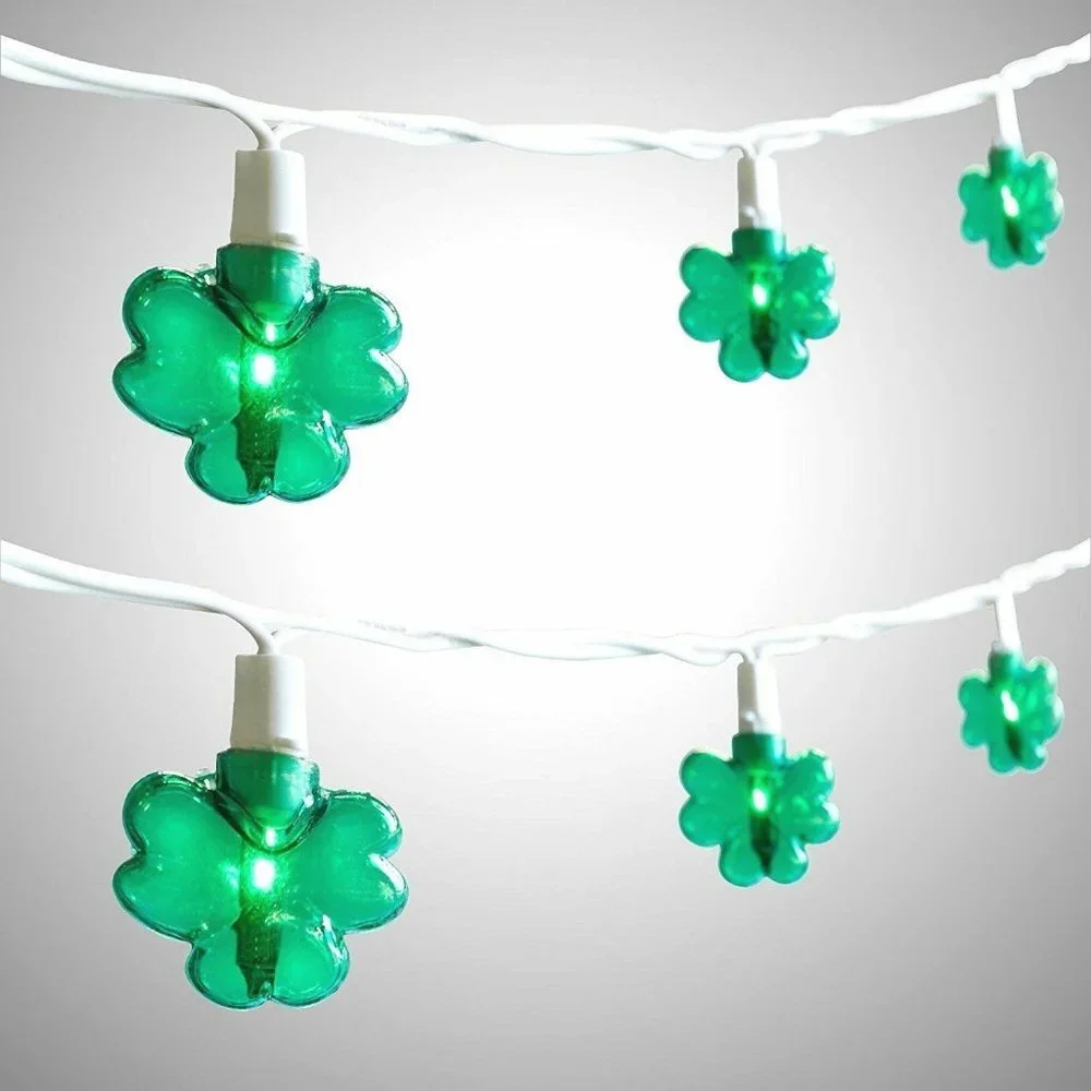 St Patricks Day Shamrock String Lights 20 Count New Party Decoration
